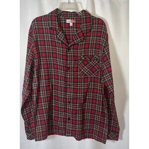 M Merry Wear Christmas Flannel Woman Pajama Top With Pocket Long Sleeve Plaid